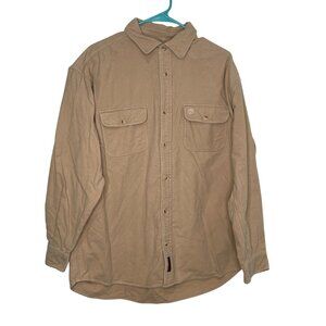 Timberland Flannel Shirt Shacket Men L Tan Long Sleeve Heavy Outdoors Vtg Y2K